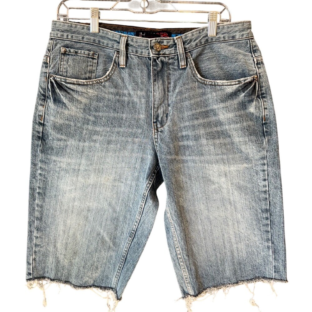 Tony Hawk Denim Shorts Mens 33 Y2K Skate Jorts Frayed Hem Baggy